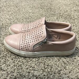 Pink Slip-On Sneakers with Perforated Design